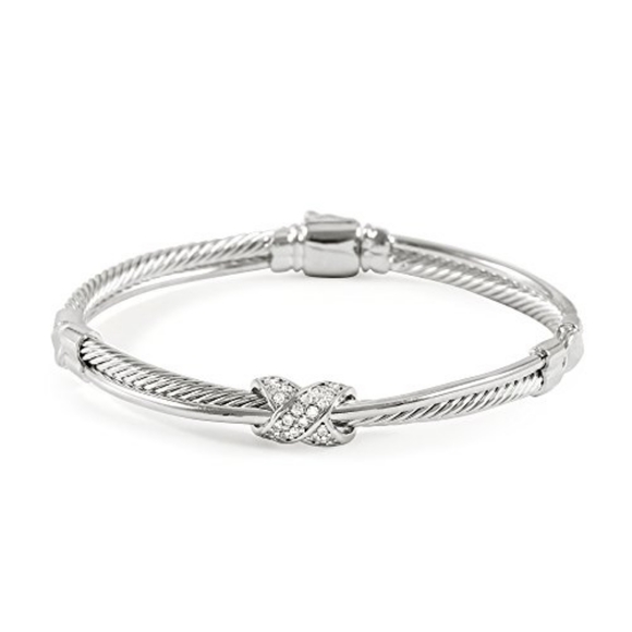 White Cubic Zirconia Classic Cable Bangle - Picture 4 of 10